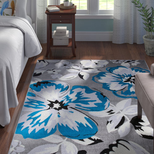 Winston Porter Rooshi Moroccan Blue/Gray/Ivory Area Rug & Reviews Wayfair